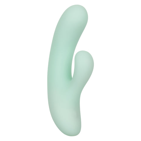 Pacifica Fiji Dual Stimulator in Mint Green with 10 Vibration Functions, Liquid Silicone, USB Rechargeable, Waterproof IPX7, 7.5 Inches VIBRATORS-RABBIT
