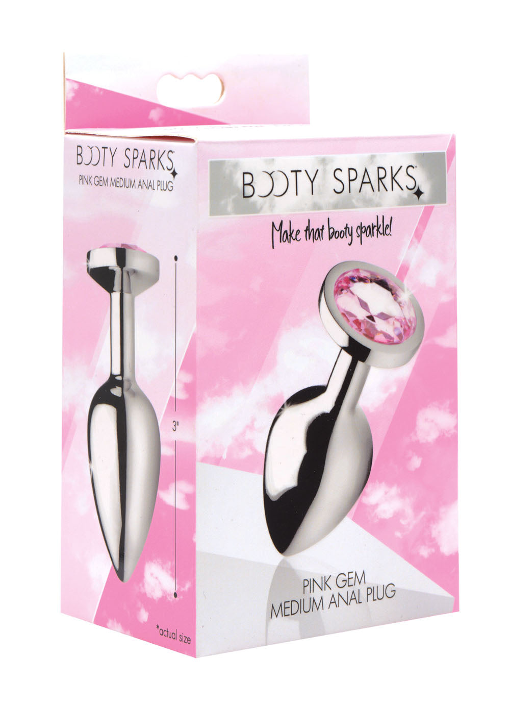 Booty Sparks Pink Gem Medium Aluminium 3.2" Anal Plug Pink Medium > Anal Range > Jewel Butt Plugs