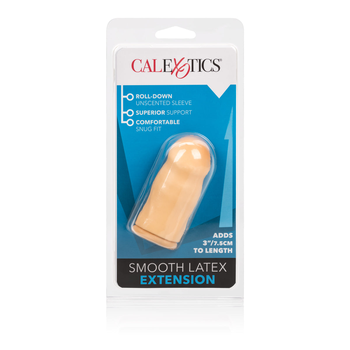 Smooth 3 Inch Ivory Latex Penis Extension with Roll Down Sleeve > Sex Toys For Men > Penis Sleeves