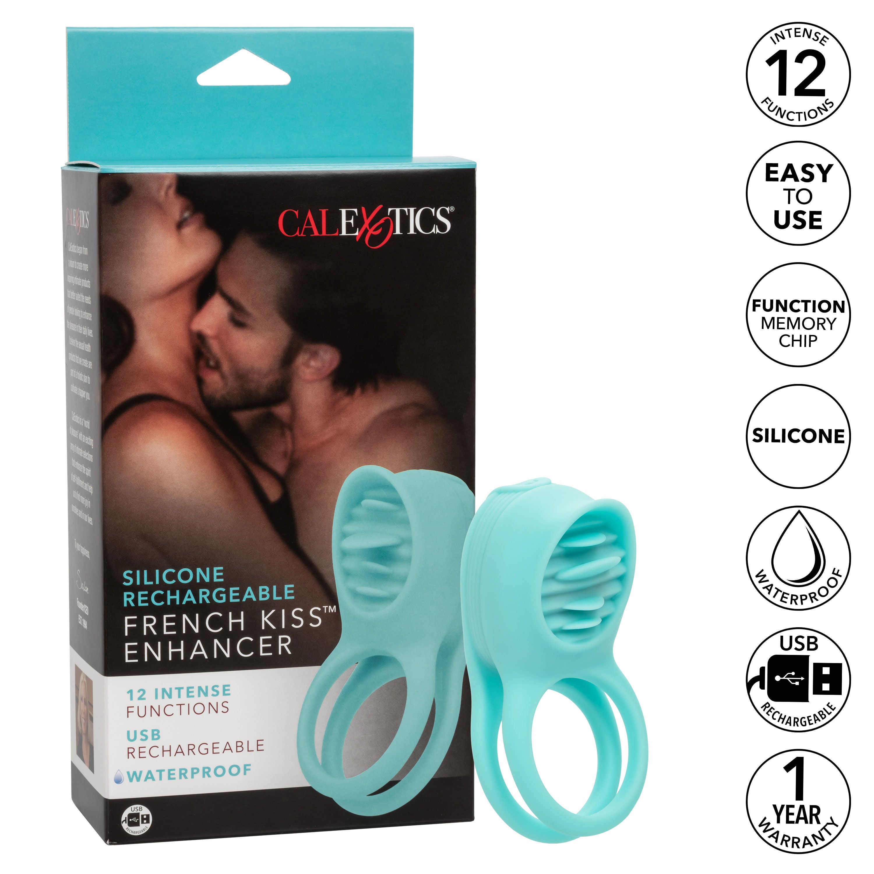 Silicone Rechargeable French Kiss Enhancer – Vibrator with 12 Functions and Flickering Teaser Ring > Cock Ring > Vibrating