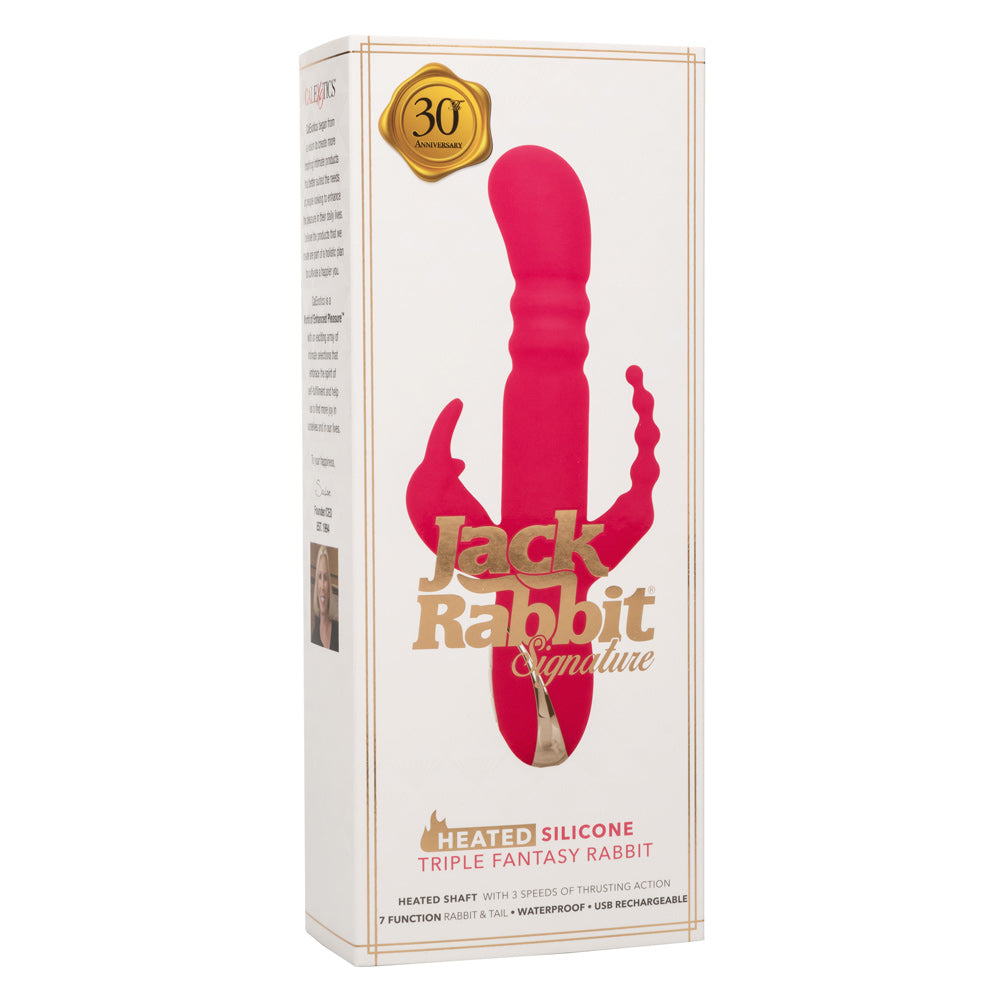 Jack Rabbit Signature Heated Silicone Triple Fantasy Rabbit Vibrator Pink > Vibrators > Ladies > Rabbit Multi
