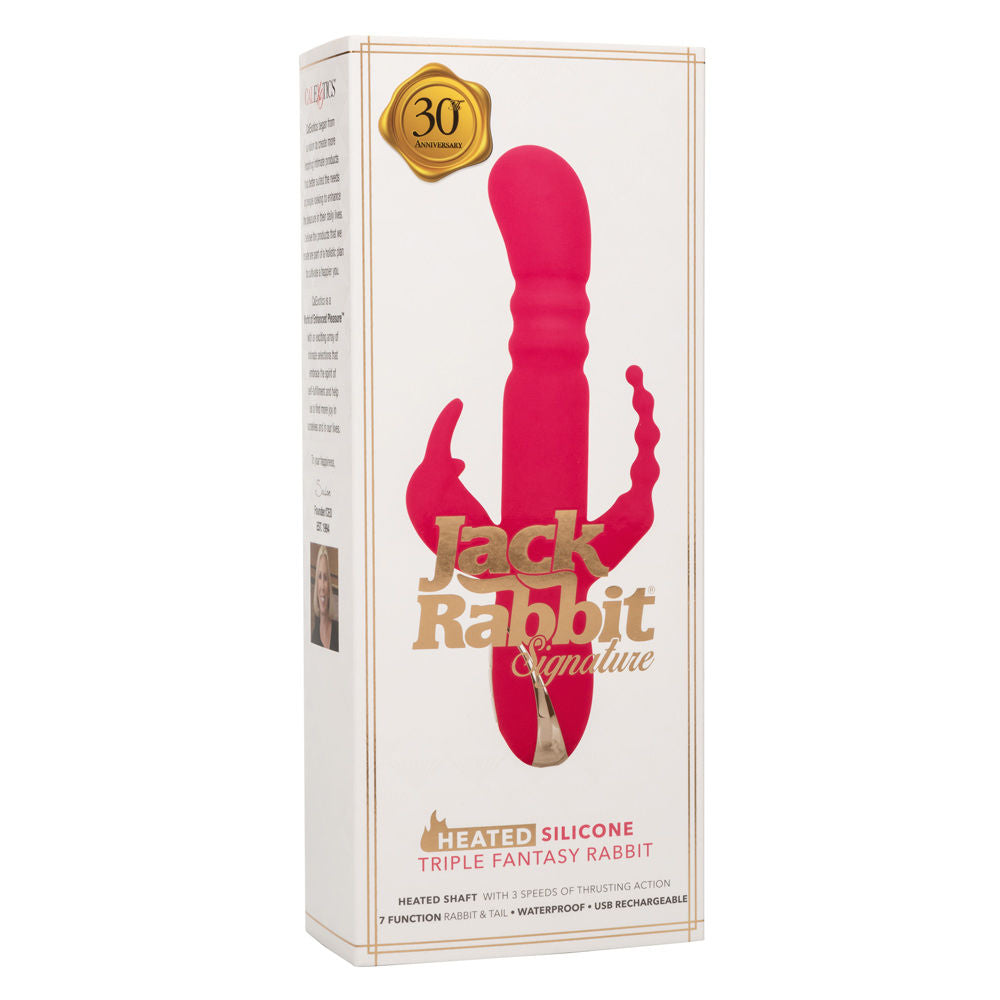 Jack Rabbit Signature Heated Silicone Triple Fantasy Rabbit Vibrator Pink Pink VIBRATORS-RABBIT-MULTI