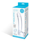 Glas 7 Inch Realistic Curved G-Spot Dildo with Ribbed Tip Clear > Glass > Dildos