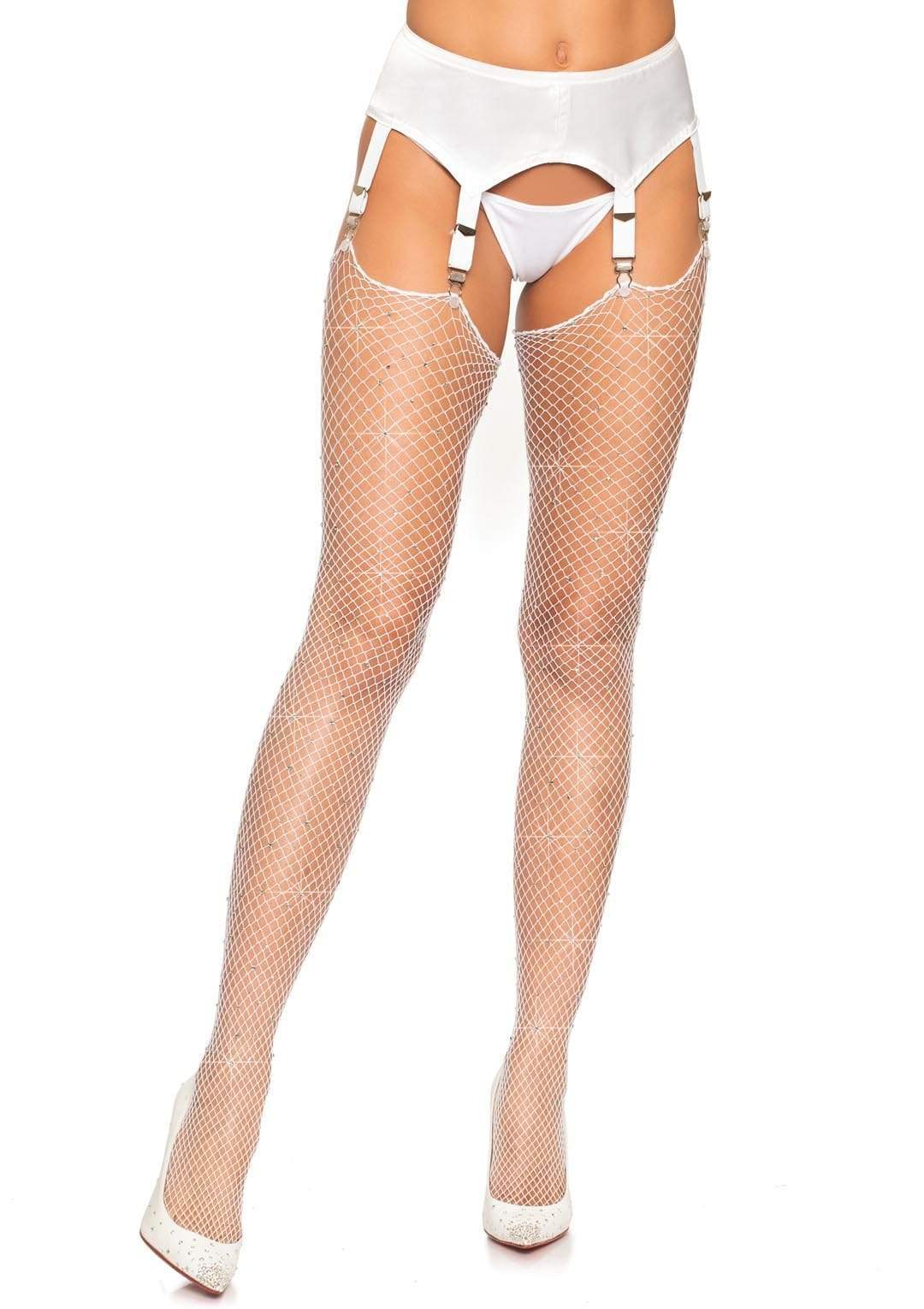 Rhinestone Fishnet Stockings Black One Size Lingerie Hosiery Hosiery