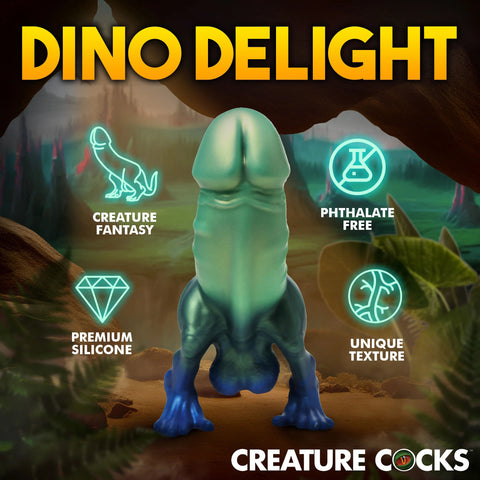 Jurassic Cock Dinosaur Silicone Dildo with Curved Shaft Green Fantasy Dongs
