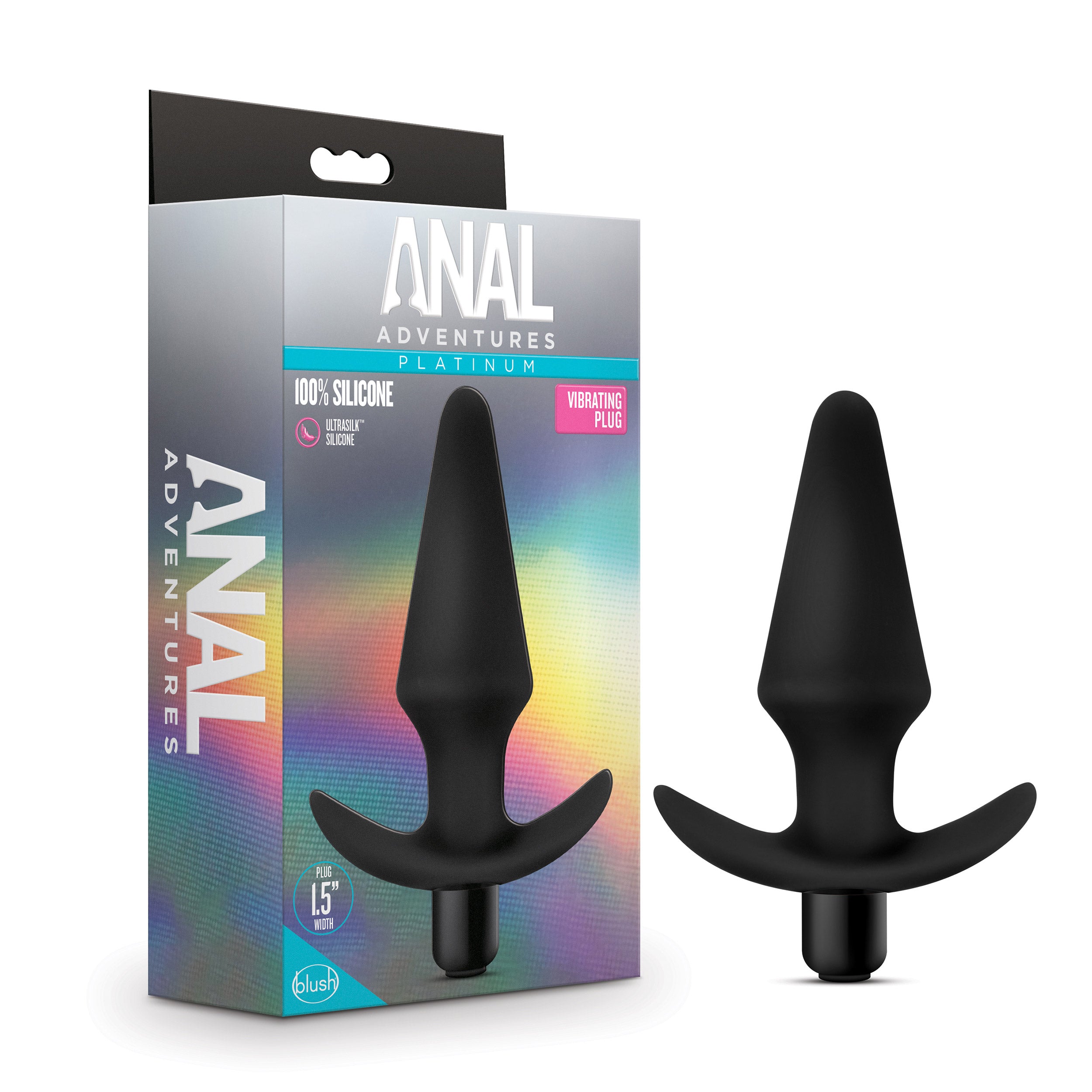 Anal Adventures Platinum Silicone Vibrating Anal Plug Black Butt Plugs