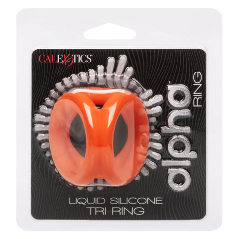 Alpha Liquid Silicone Tri-Ring Orange Ultra Stretchy Enhancer Ring COCK RINGS Sling