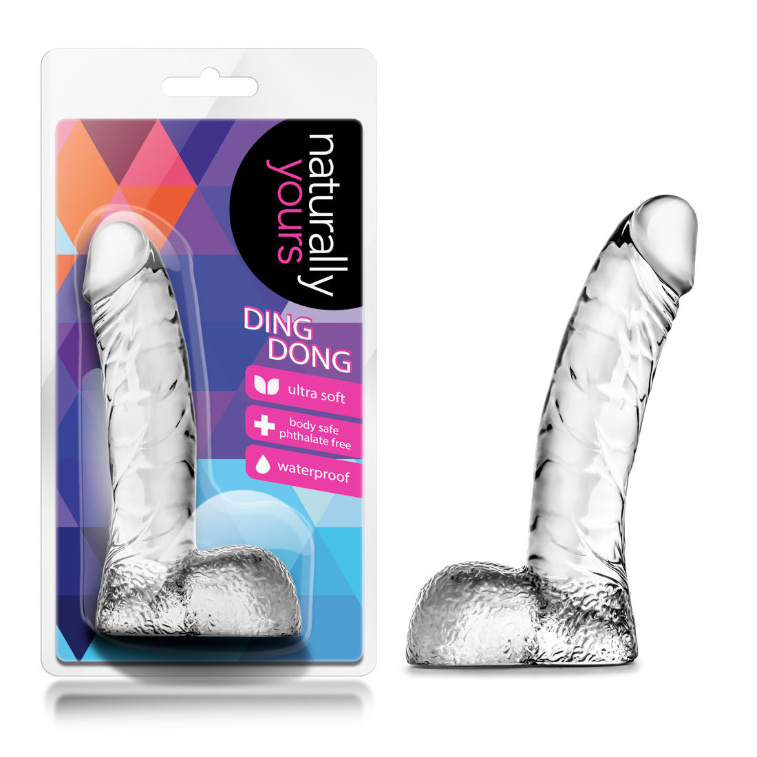 Naturally Yours Ding Dong Clear Slim Flexible Adult Dildo 5.5 Inch Clear DONGS