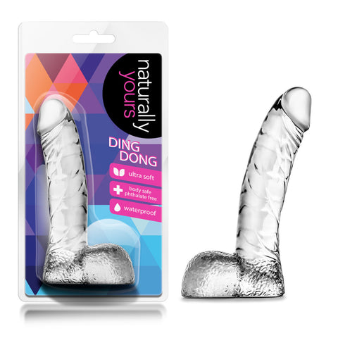 Naturally Yours Ding Dong Clear Slim Flexible Adult Dildo 5.5 Inch Clear DONGS