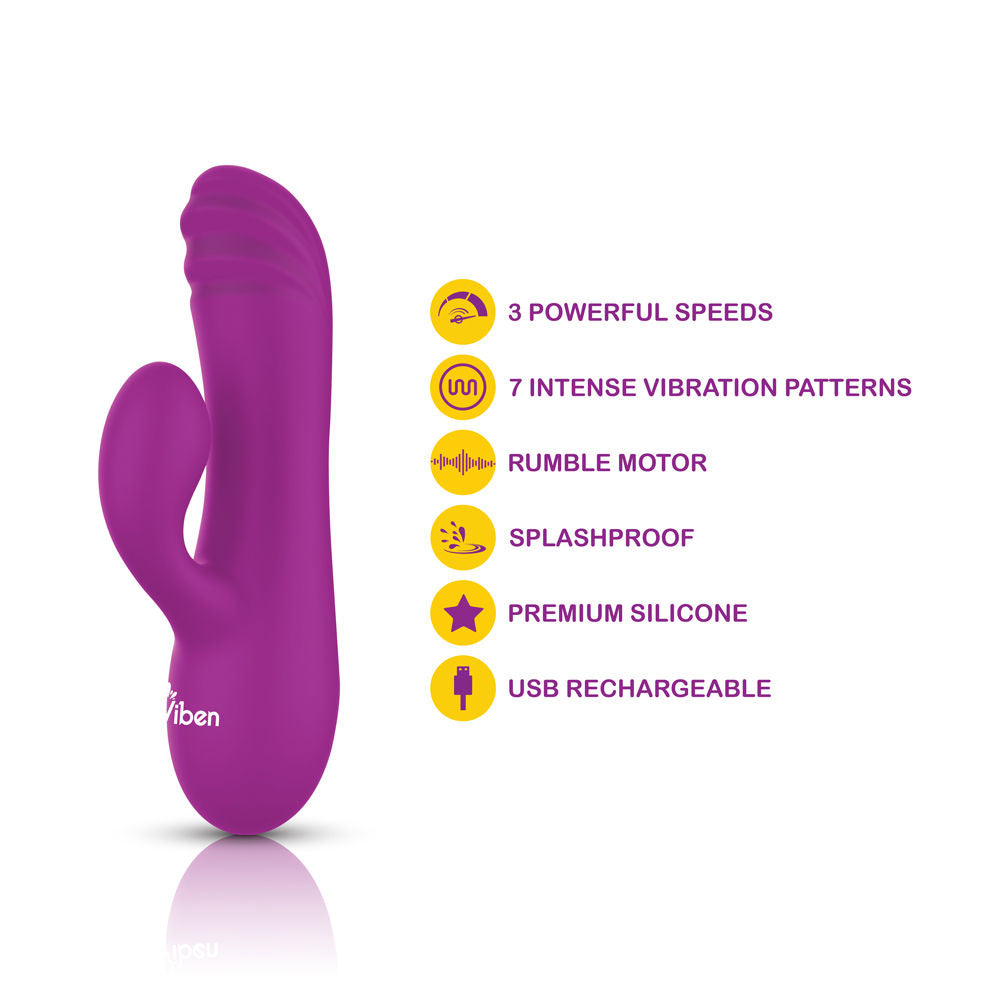Jolie Mini Pleasure Ridges Rabbit Vibe - Berry VIBRATORS-RABBIT