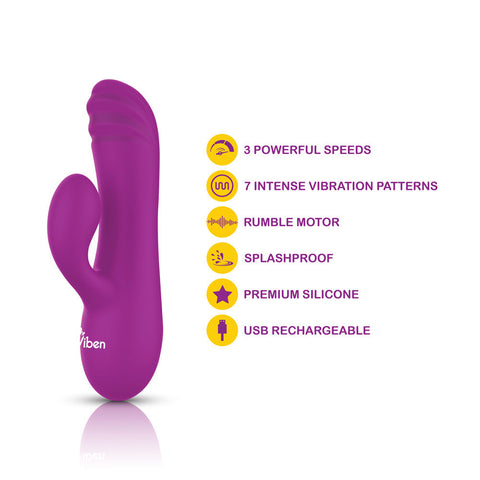 Jolie Mini Pleasure Ridges Rabbit Vibe - Berry VIBRATORS-RABBIT