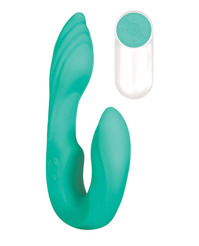 Strapless Teal Seashell Dual Motor Silicone Vibrator – Silicone Vibrator > Realistic Dildos and Vibes > Strapless Strap Ons
