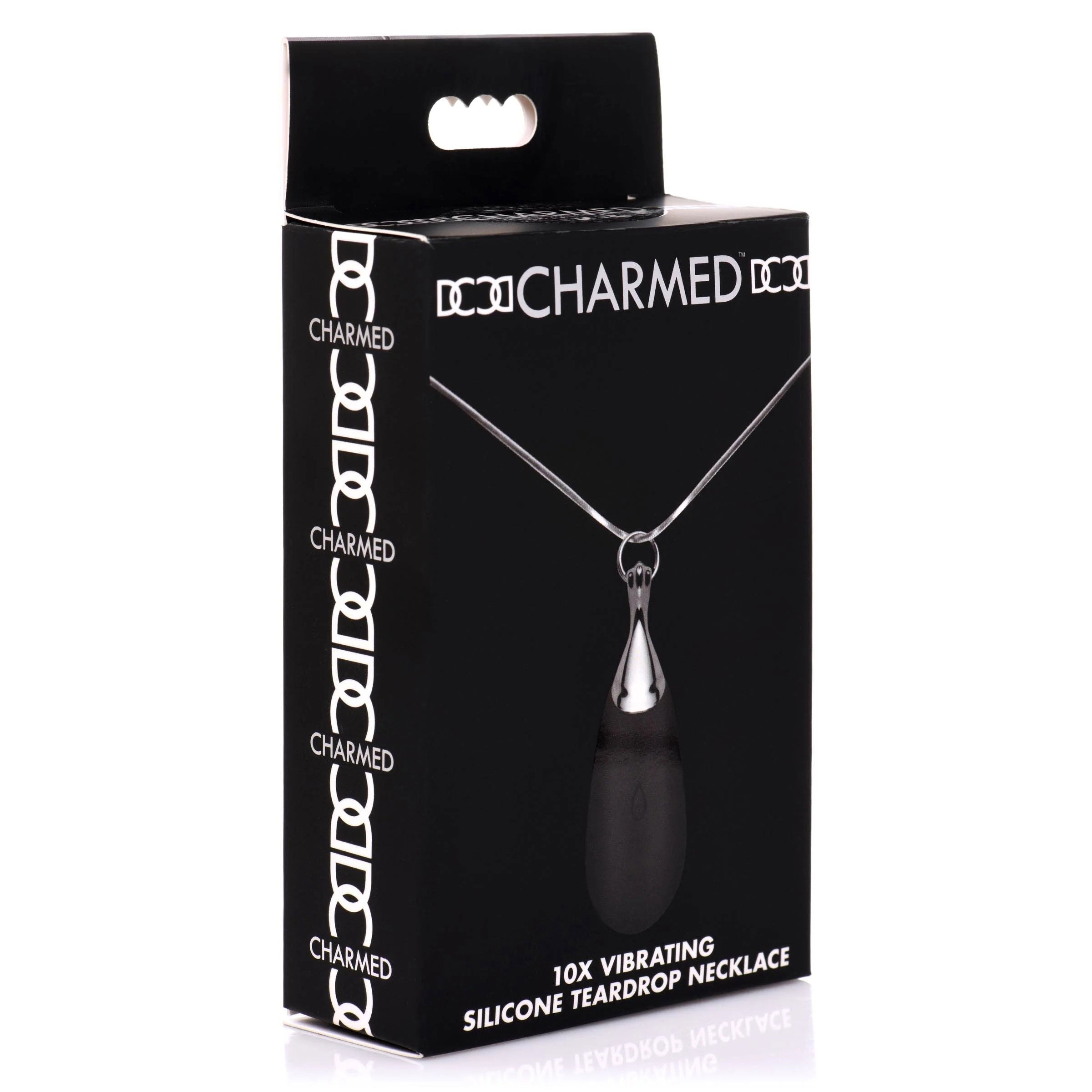 Silicone Vibrating Teardrop Necklace Black Adult Toy Vibrators