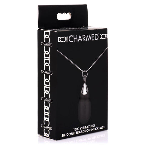 Silicone Vibrating Teardrop Necklace Black Adult Toy Vibrators