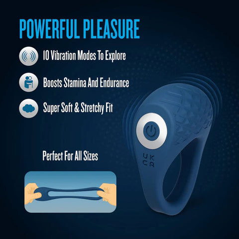 Performance Plus Flex Pro (Blue) – Premium Vibrating Cock Ring with 10 Modes and Textured C-Stim Pad > Cock Ring > Vibrating