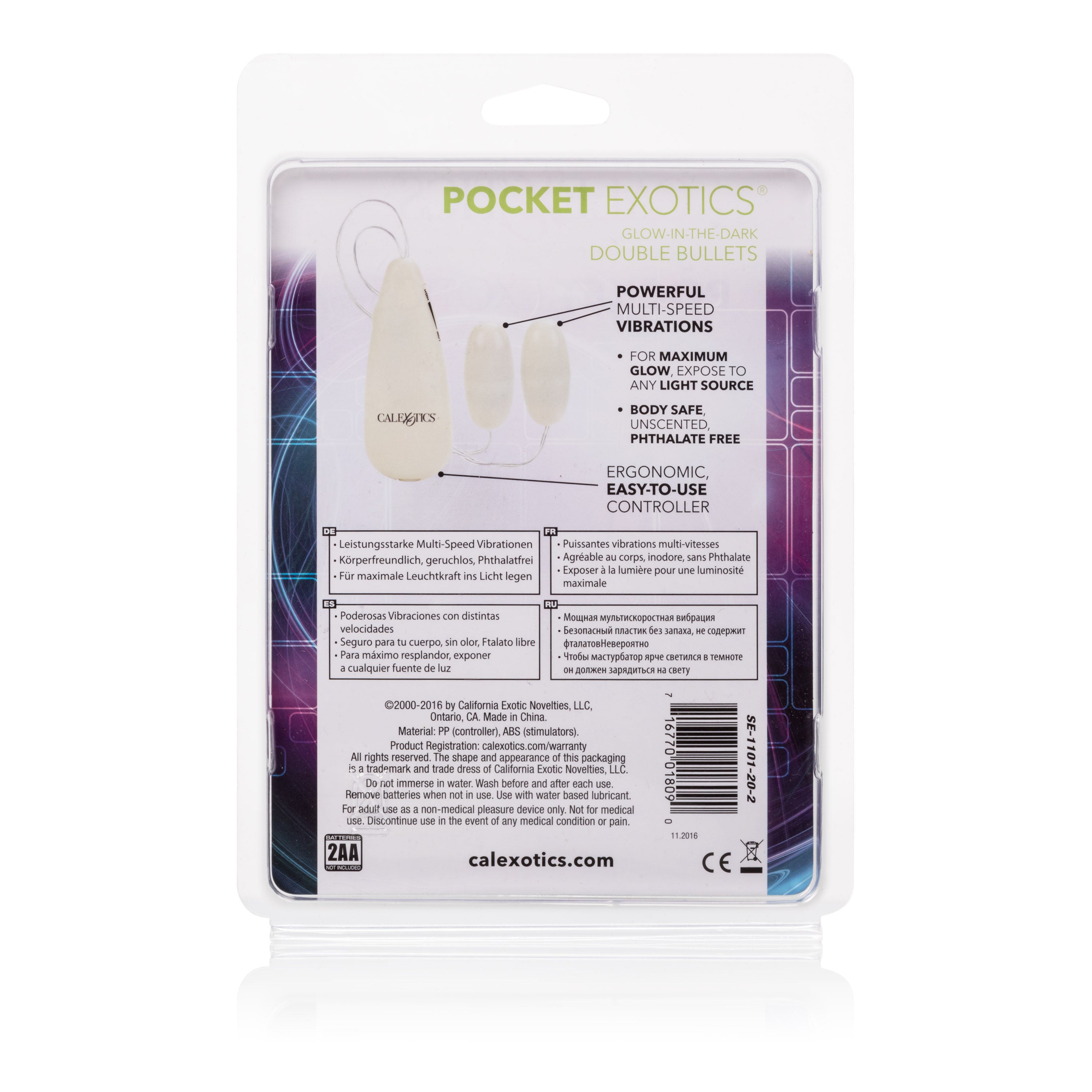 Glow in the Dark Pocket Exotics Vibrating Clitoral Bullet Vibrator BULLETS & EGGS