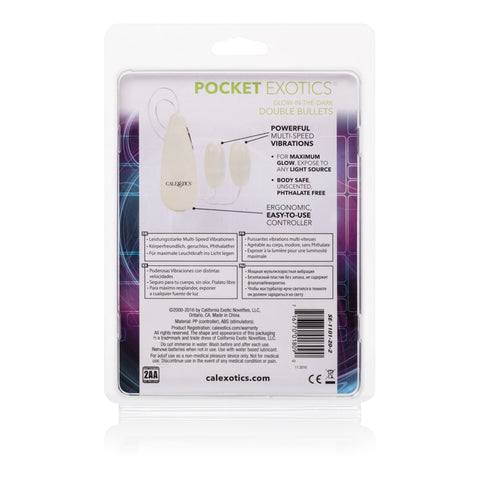 Glow in the Dark Pocket Exotics Vibrating Clitoral Bullet Vibrator BULLETS & EGGS