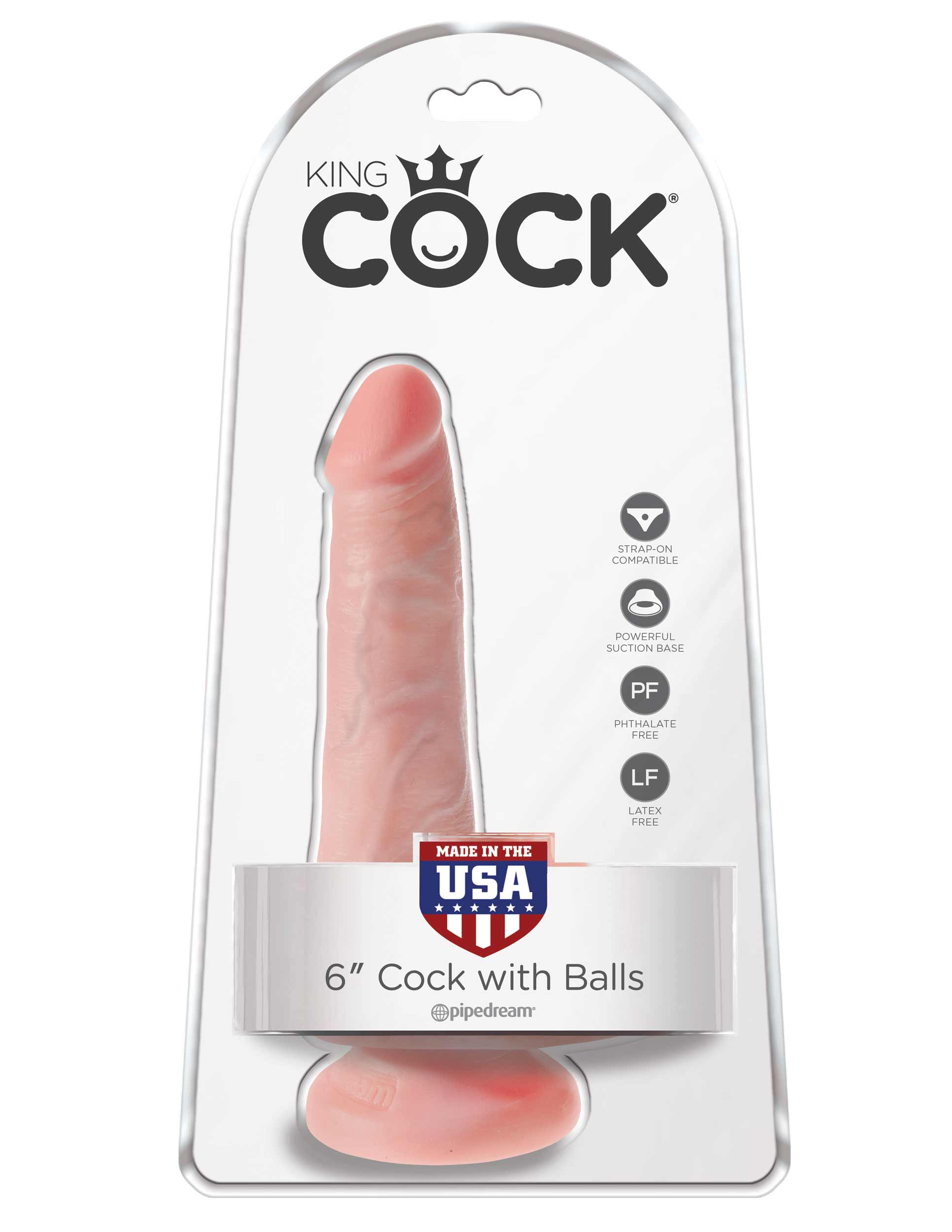 King Cock 6 Inch Realistic Cock with Balls 15.2 cm Dong Beige Dongs Realistic