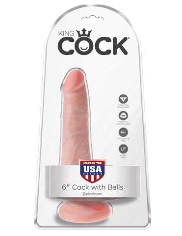 King Cock 6 Inch Realistic Cock with Balls 15.2 cm Dong Beige Dongs Realistic