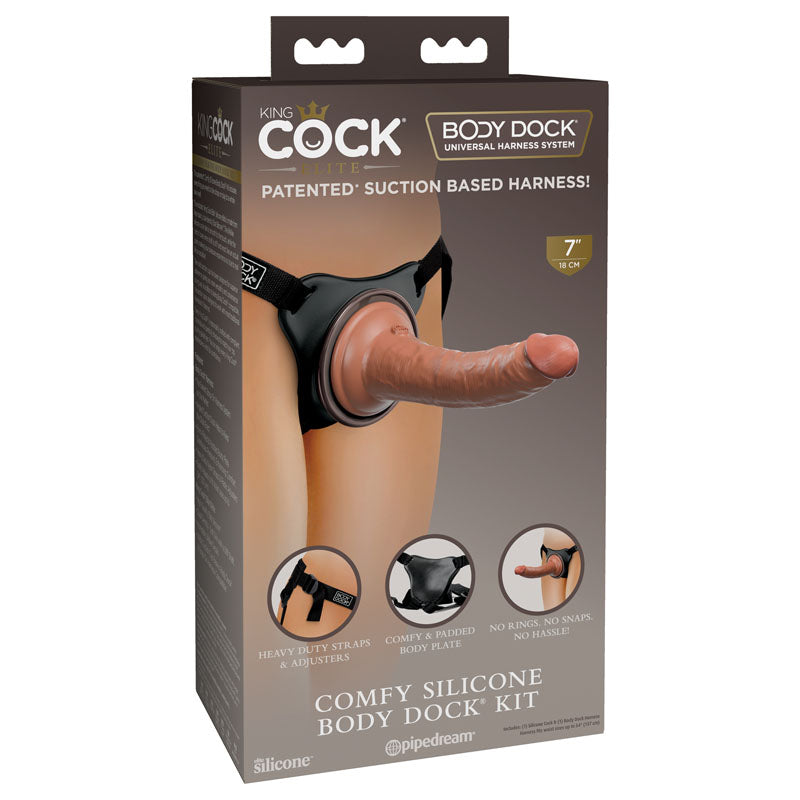 King Cock Elite Comfy Body Dock Kit with Tan 17.8 cm Dong STRAP-ONS