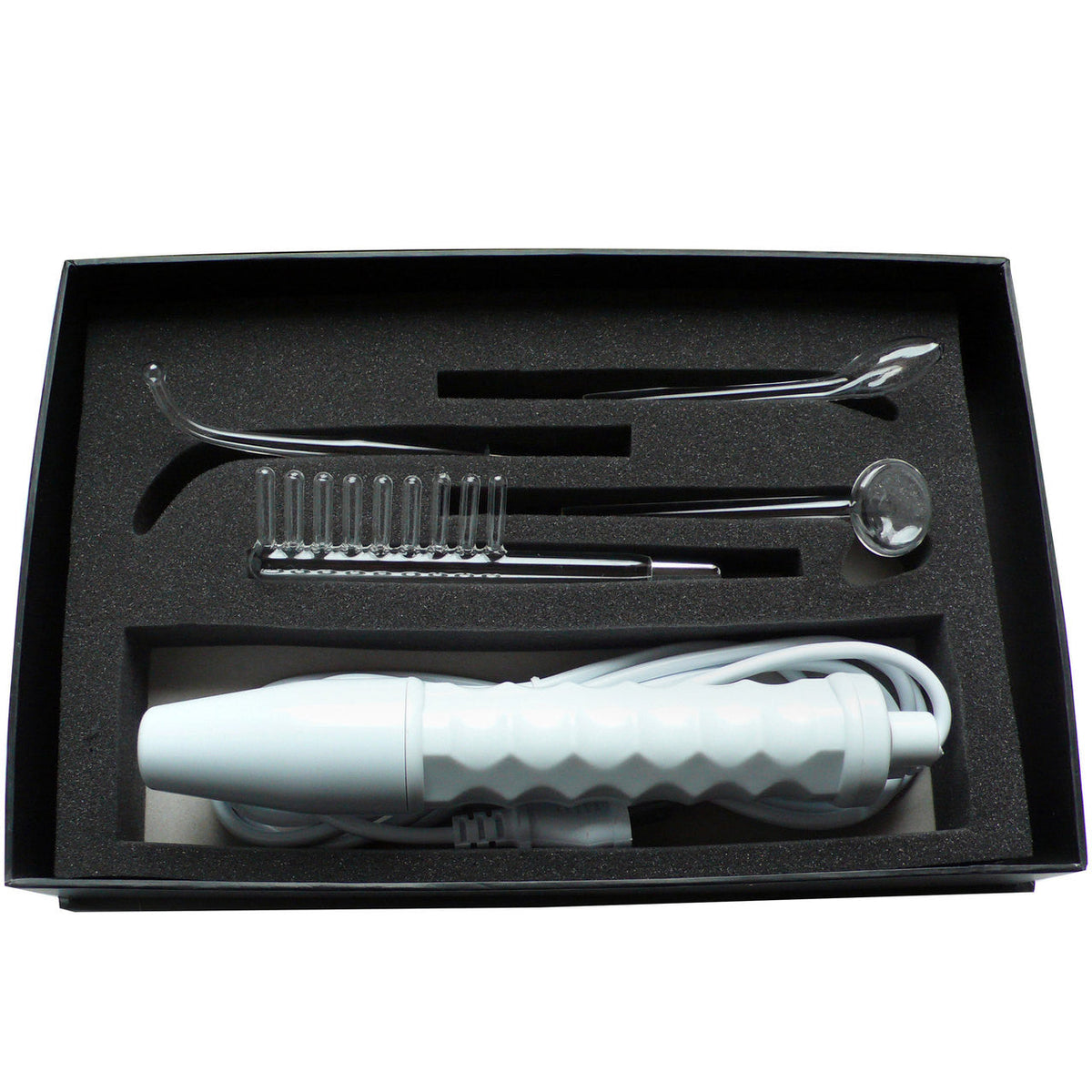 Neon Wand Electrosex Kit with White Handle and Red Electrode E-STIM TOYS Main image