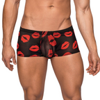 Male Power Kiss Me Sheer Black Mini Shorts with Kiss Print Small Men’s Underwear > Clothes > Mens Trunks