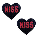 Kiss Red Black Valentine Glitter Heart Nipple Cover Pasties > Clothes > Pasties