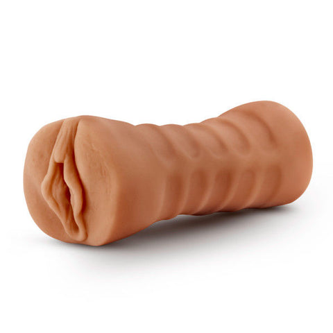 M for Men Sofia Mocha Vibrating Male Masturbation Sleeve Beige Strokers - Manual