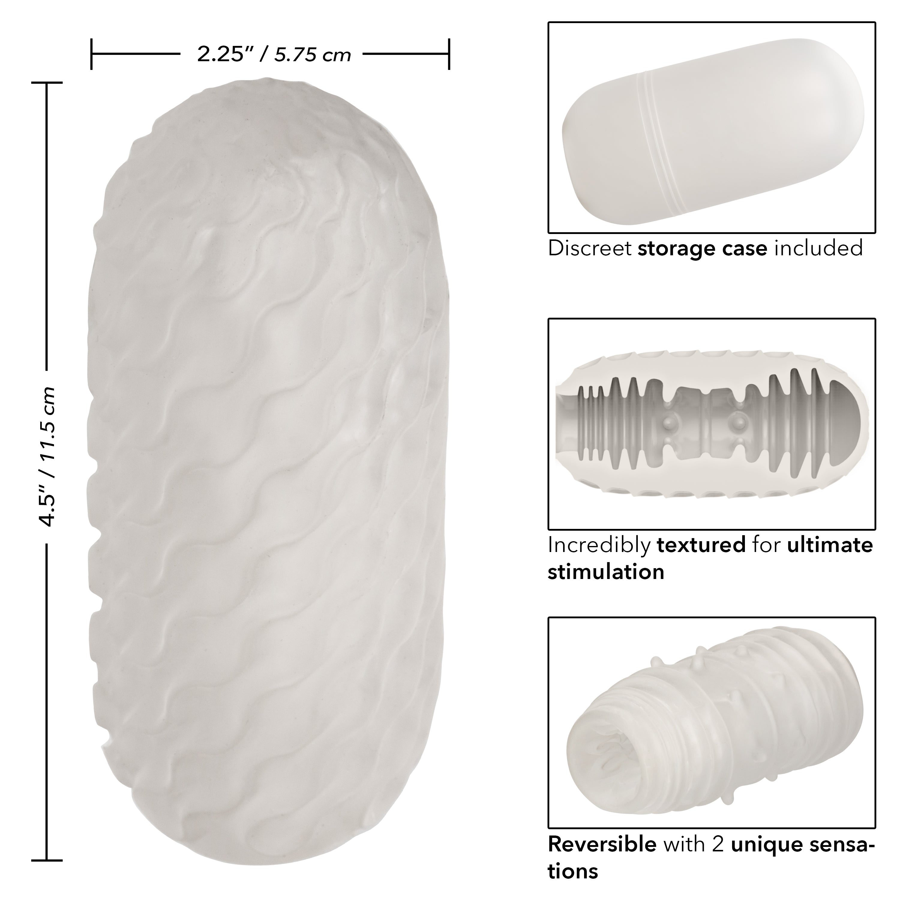Boundless Reversible Ribbed Stroker White 4.5 Inch Compact Textured Male Masturbator Strokers - Manual