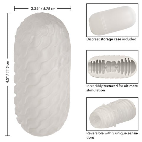 Boundless Reversible Ribbed Stroker White 4.5 Inch Compact Textured Male Masturbator Strokers - Manual
