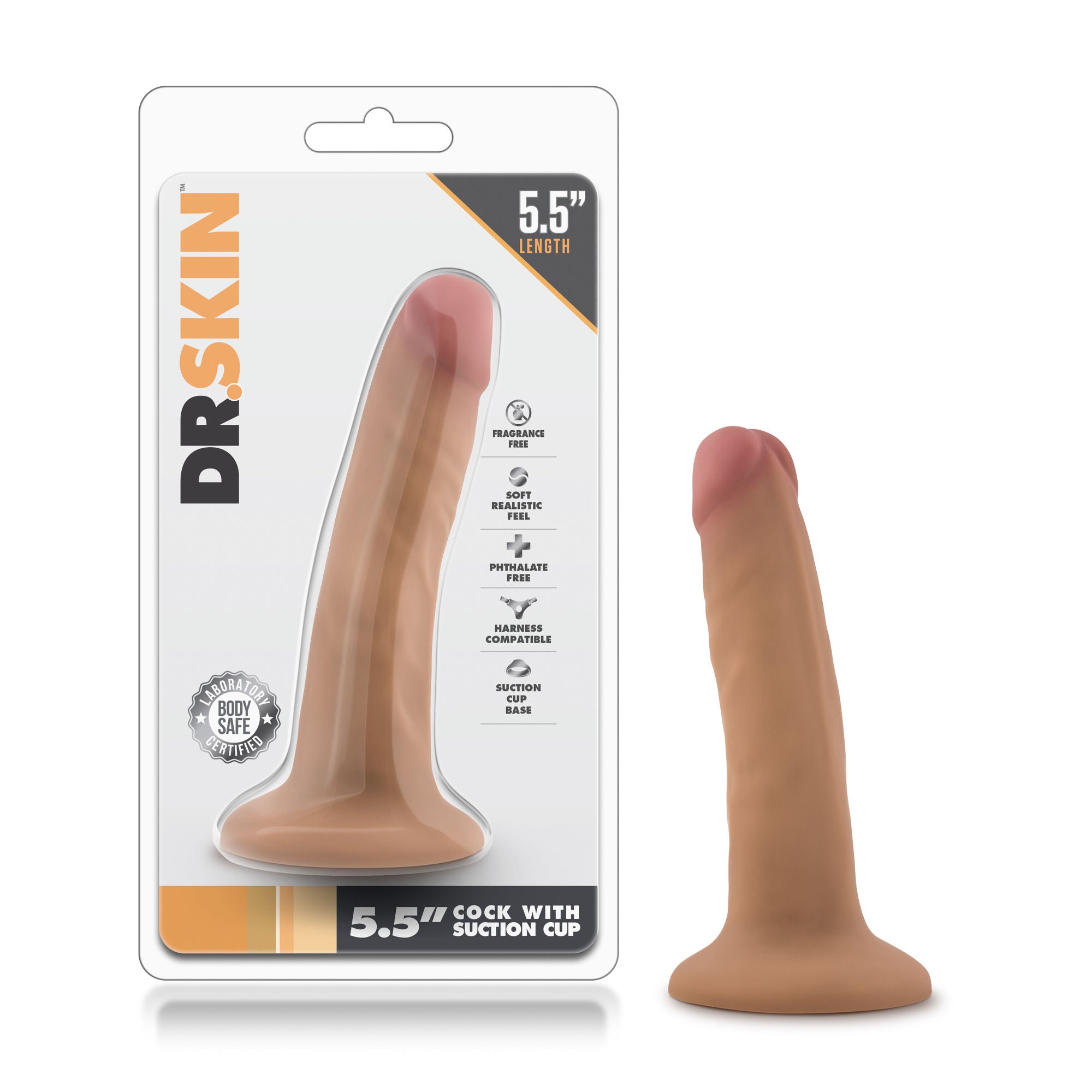 Dr Skin 5.5 Inch Mocha Dildo with Suction Cup for Adults Beige Dongs Realistic
