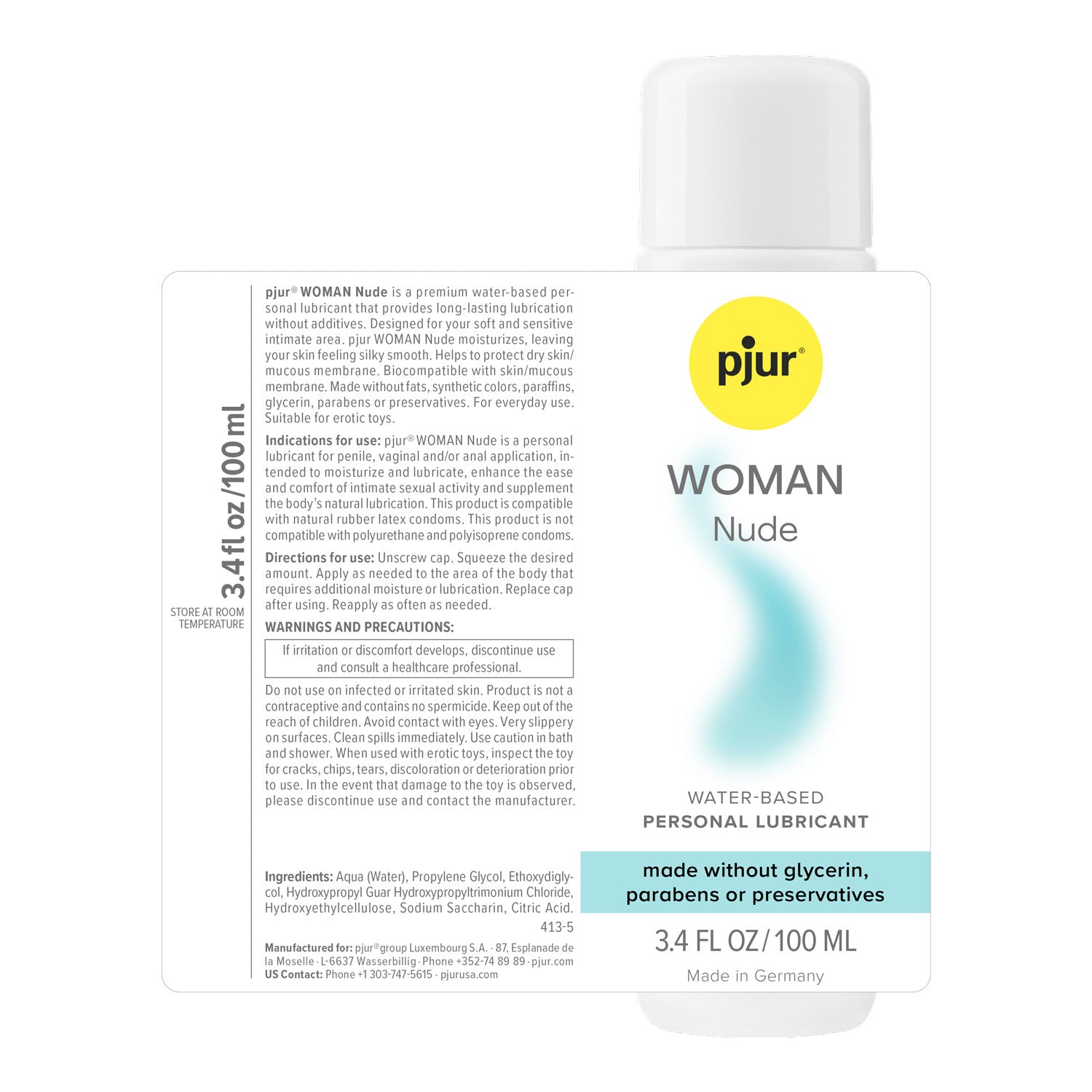 Pjur Woman Nude Water Based Personal Lubricant 100ml Bottle Enhancers Female