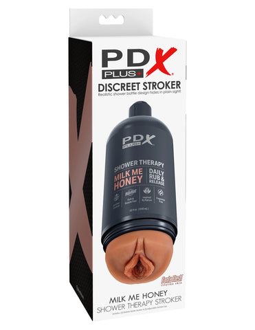 PDX Discreet Shower Masturbator Milk Me Honey Bottle Tan Strokers - Manual