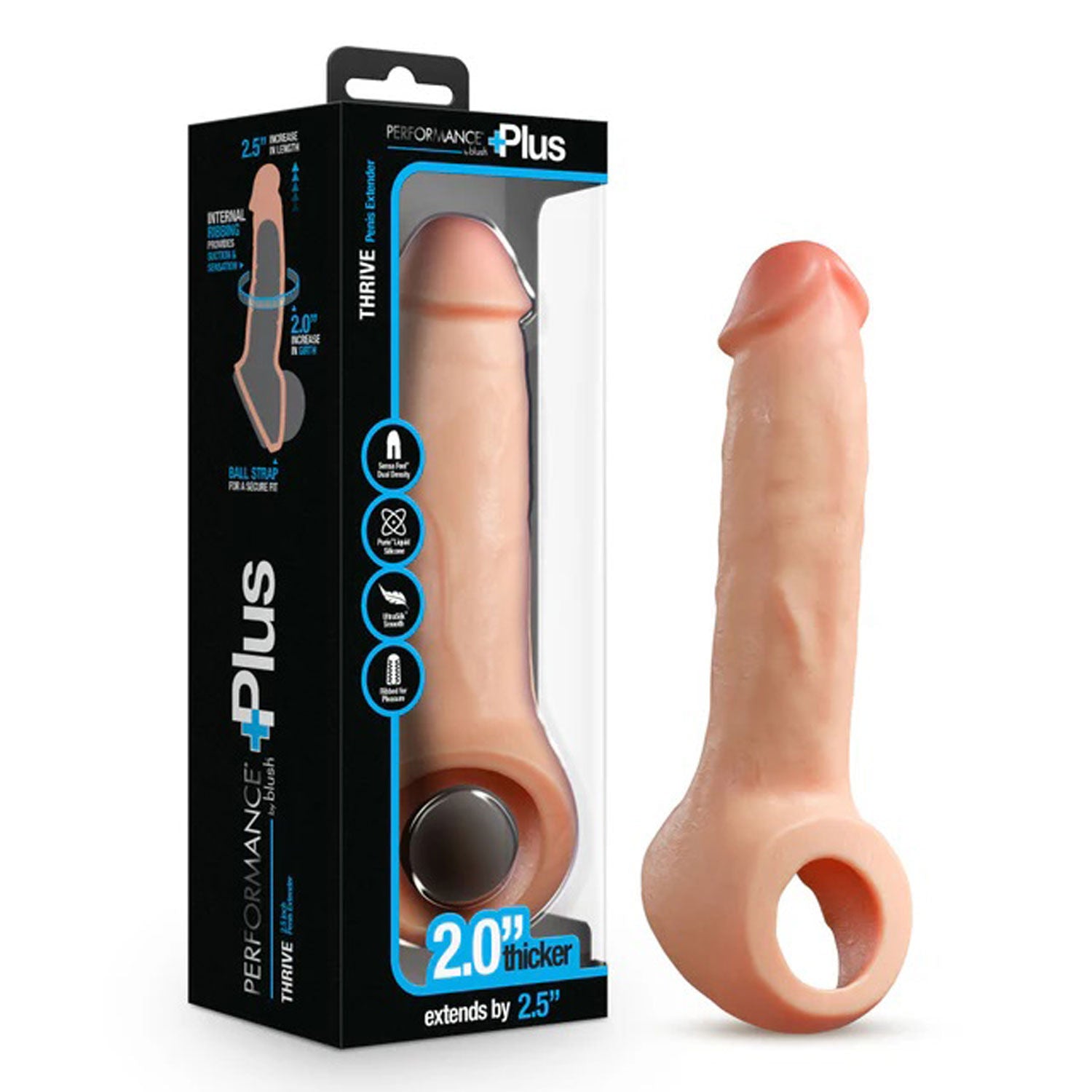 Performance Plus Thrive Silicone Penis Extender 2.5 Inch Beige SLEEVES