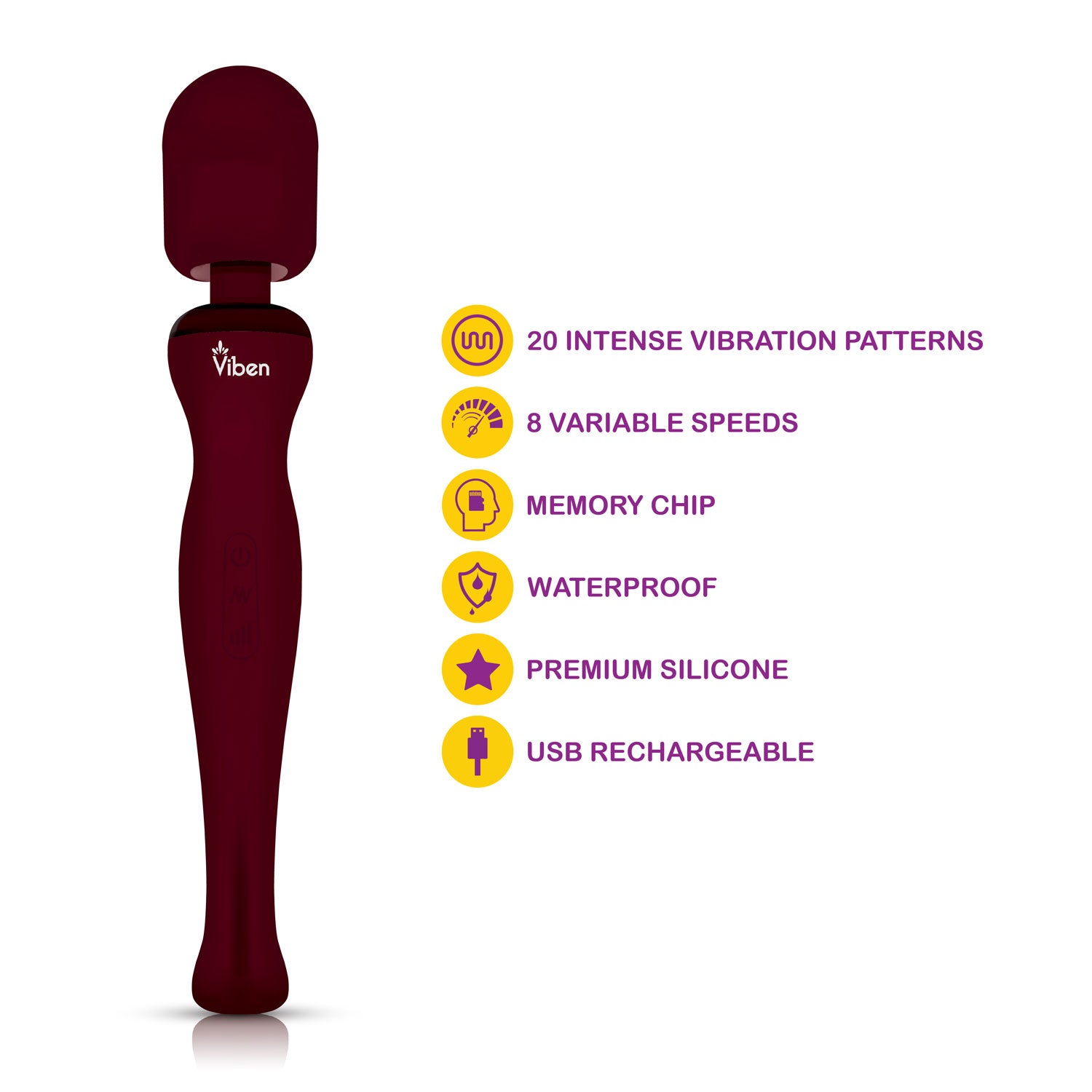 Viben Sultry Rechargeable Wand Massager in Ruby Electric Massager