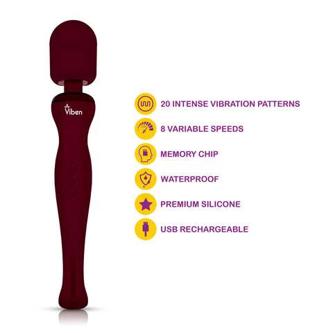 Viben Sultry Rechargeable Wand Massager in Ruby Electric Massager