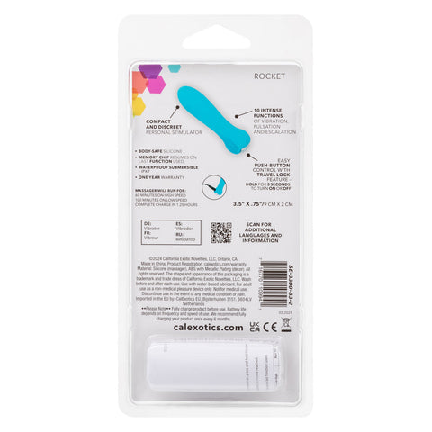 Kyst™ Rocket Compact Blue Personal Silicone Stimulator with 10 Vibration Functions and USB Rechargeable Vibrators