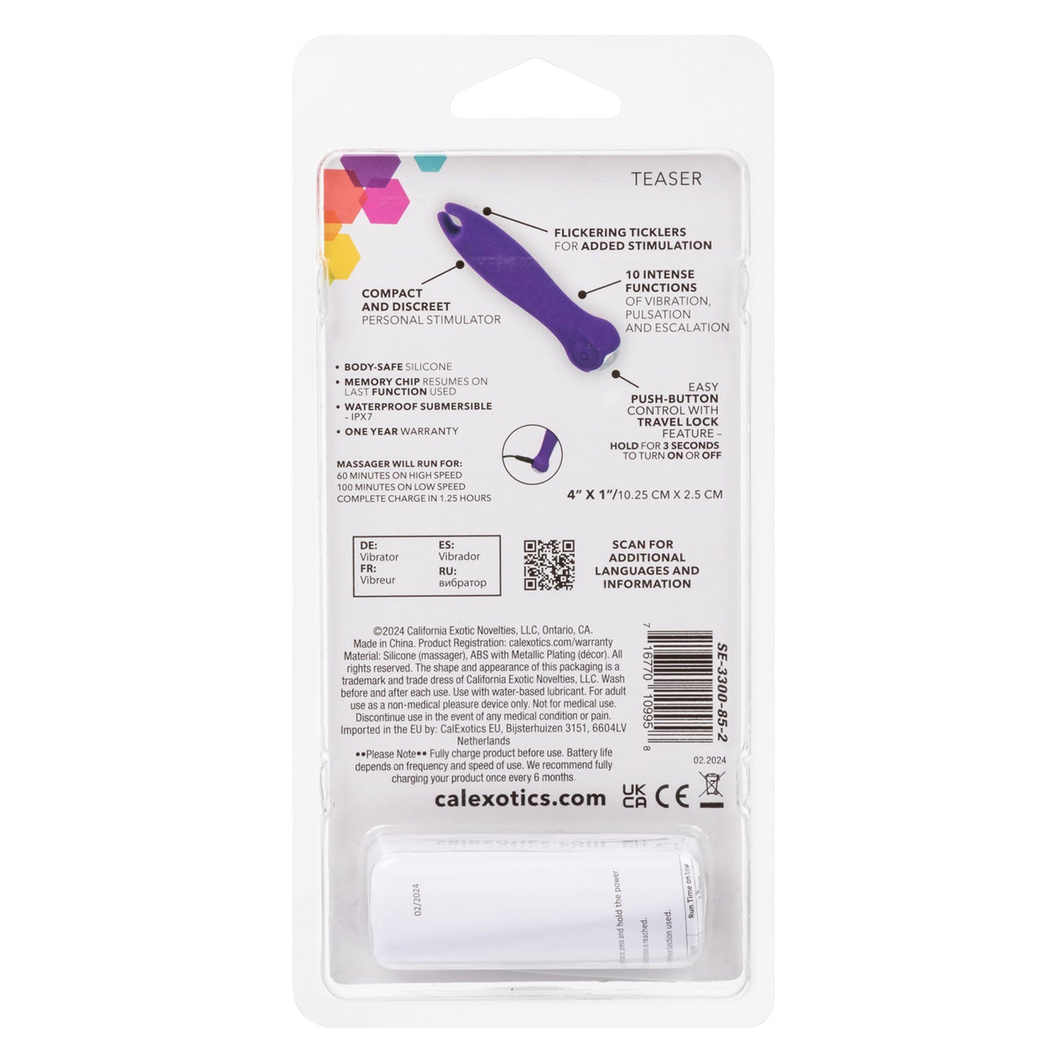 Kyst™ Teaser Purple Compact Personal Silicone Stimulator with 10 Vibration Functions and USB Rechargeable STIMULATORS