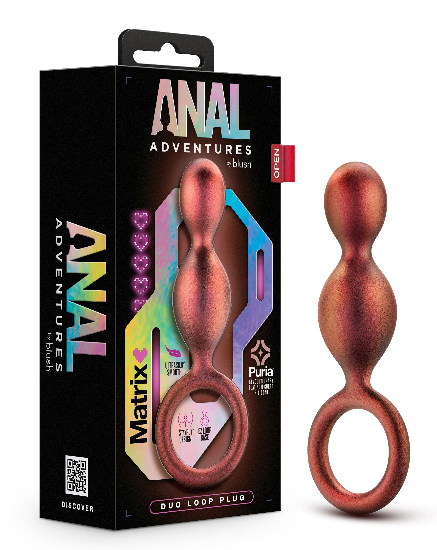 Anal Adventures Duo Loop Plug Copper Adult Anal Toy Butt Plugs
