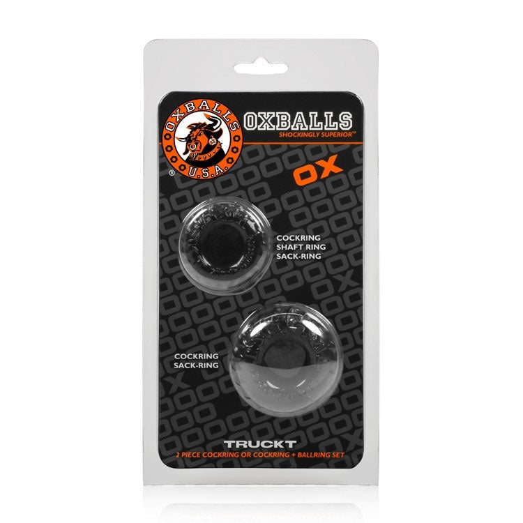 Trukt 2 Piece Cockring Set Black for Enhanced Comfort and Support COCK RING Set