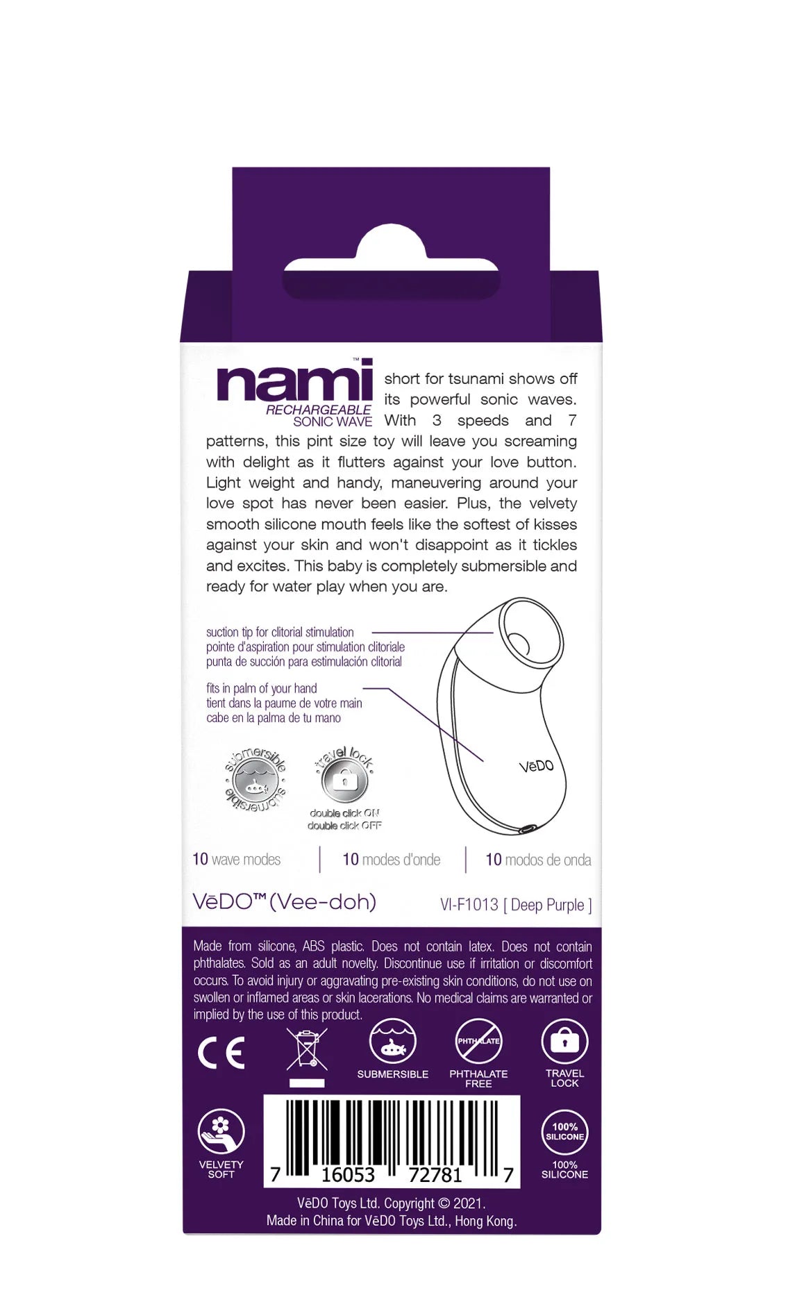Nami Rechargeable Sonic Vibe – 3 Speeds 7 Patterns Vibrator > Sex Toys For Ladies > Clitoral Vibrators and Stimulators