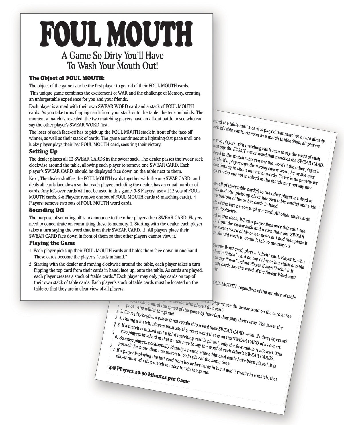 Foul Mouth Card Game – Fast-Paced Profanity Twist for 2-6 Players Card Game Default Title > Novelties > Card Games