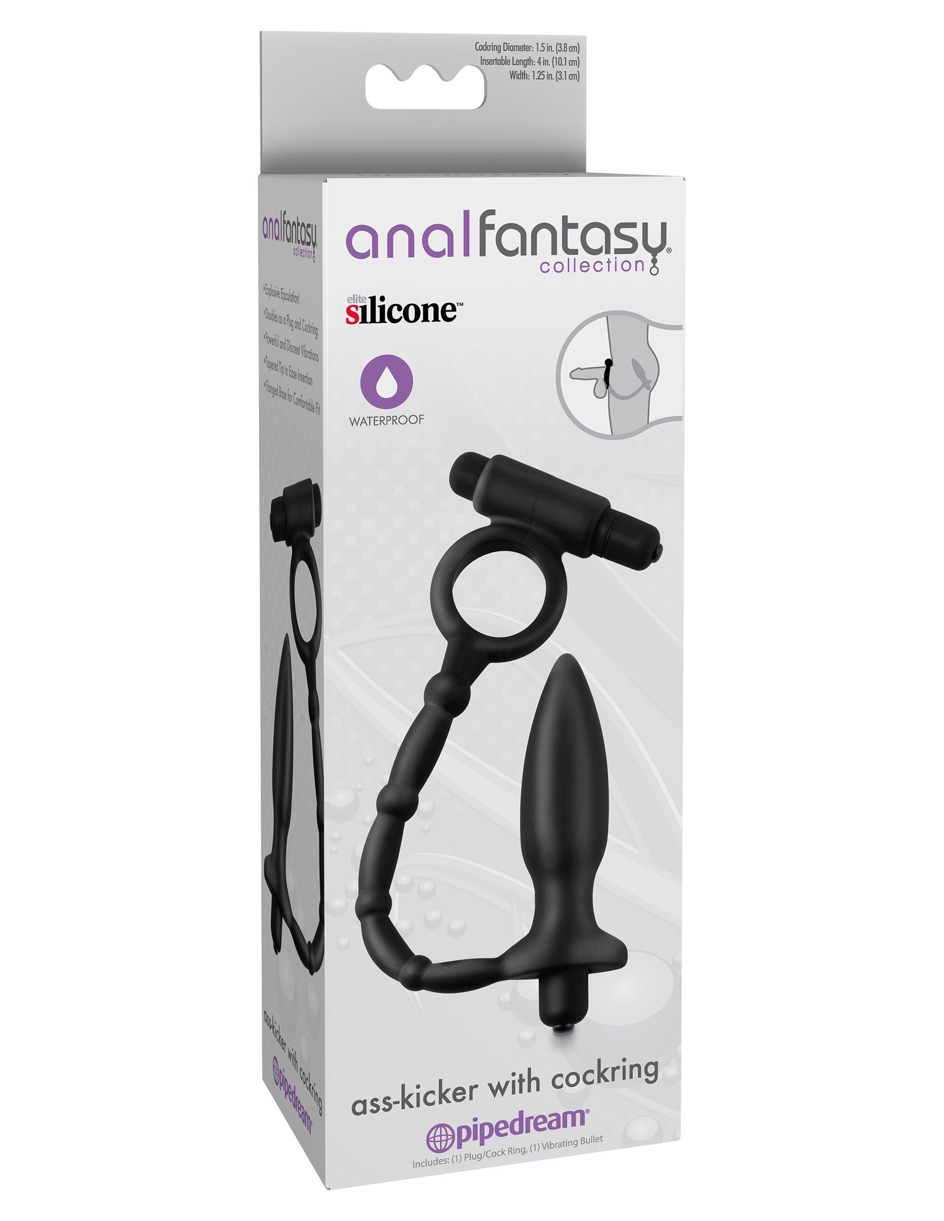 Anal Fantasy Ass Kicker Plug With Performance Cockring Black ANAL TOYS