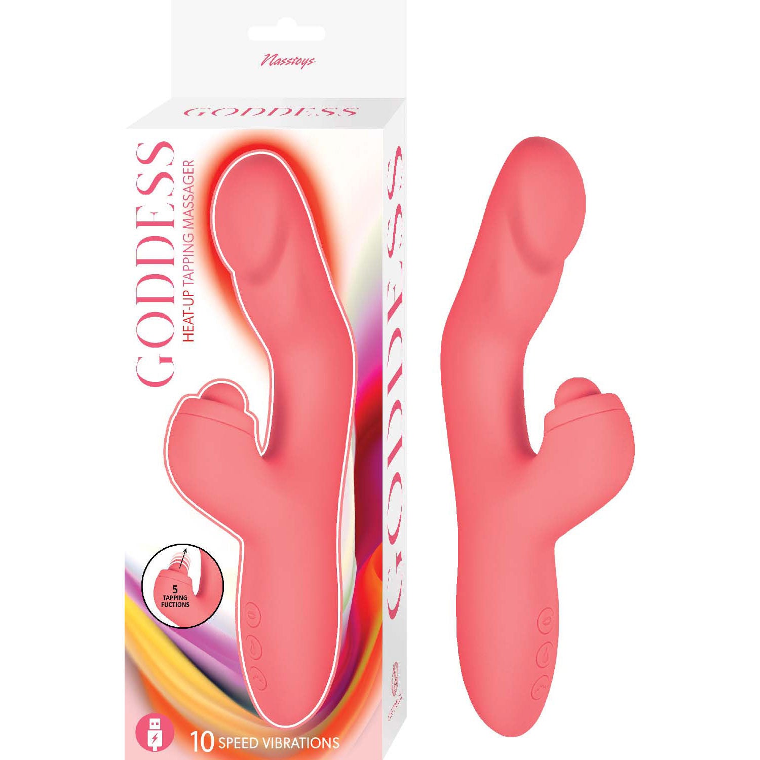 Goddess Heat Up Rabbit Massager With Tapping and Warming VIBRATORS-RABBIT-MULTI