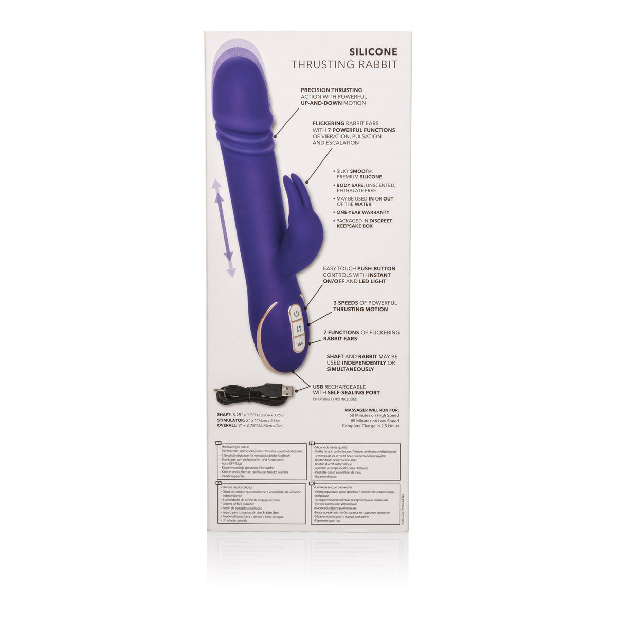 Premium Jack Rabbit Silicone 22.75cm Thrusting Rabbit Vibrator Rechargeable > Vibrators > Ladies > Rabbit Multi