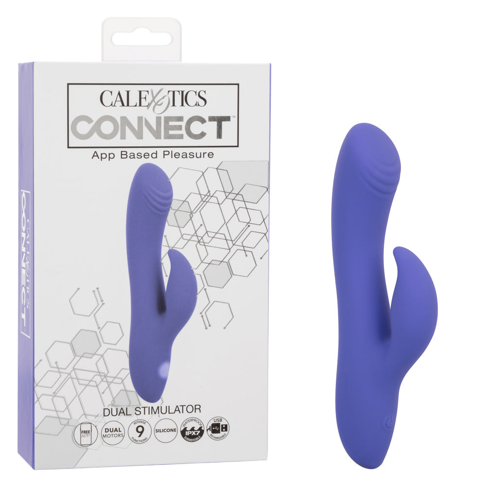 CalExotics Connect Dual Stimulator 7 Inch Purple | Waterproof App Control > Vibrators > Ladies > Rabbit