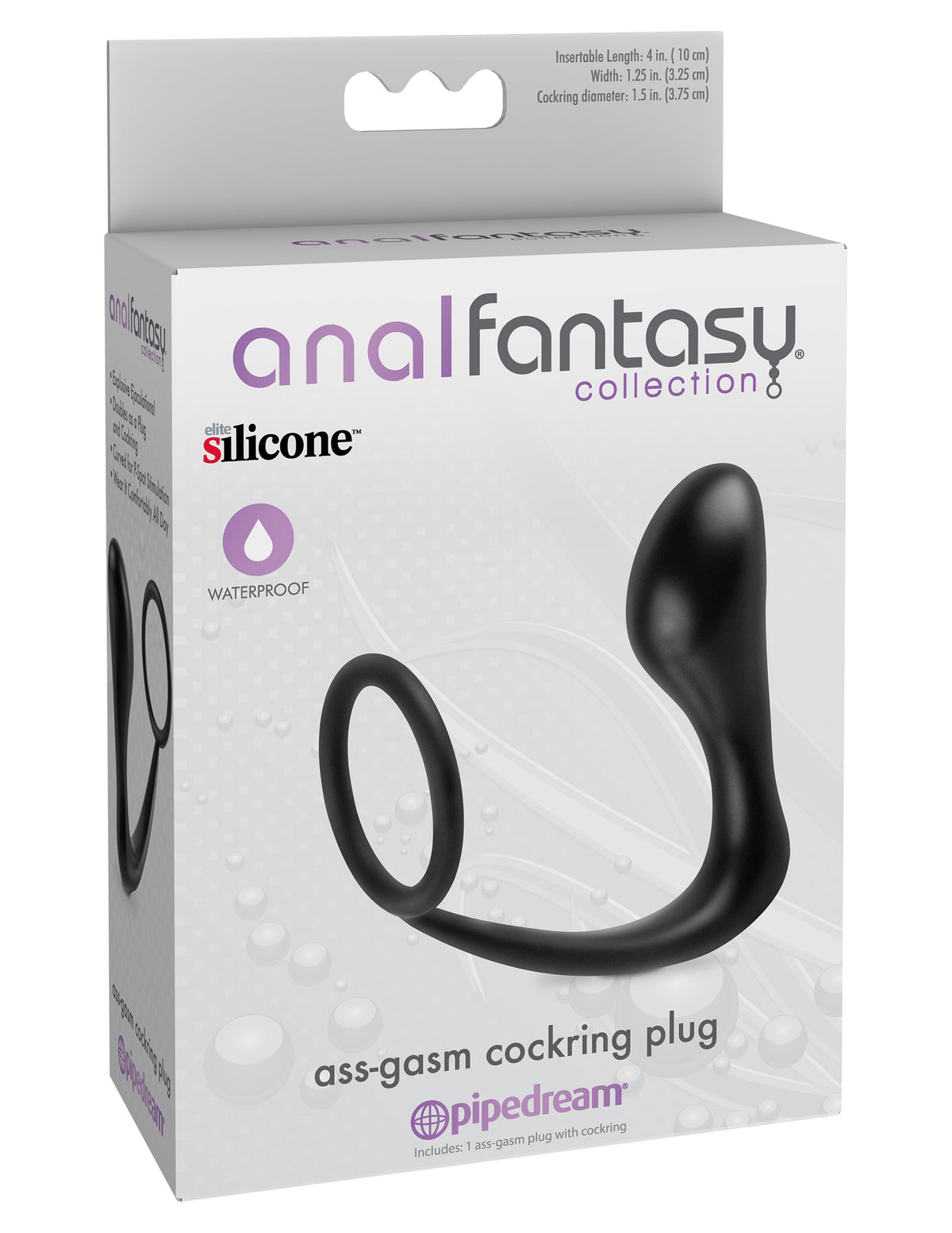 Anal Fantasy Collection Ass Gasm (Black) – Stretchy Silicone Cockring Plug > Anal Range > Prostate Plugs