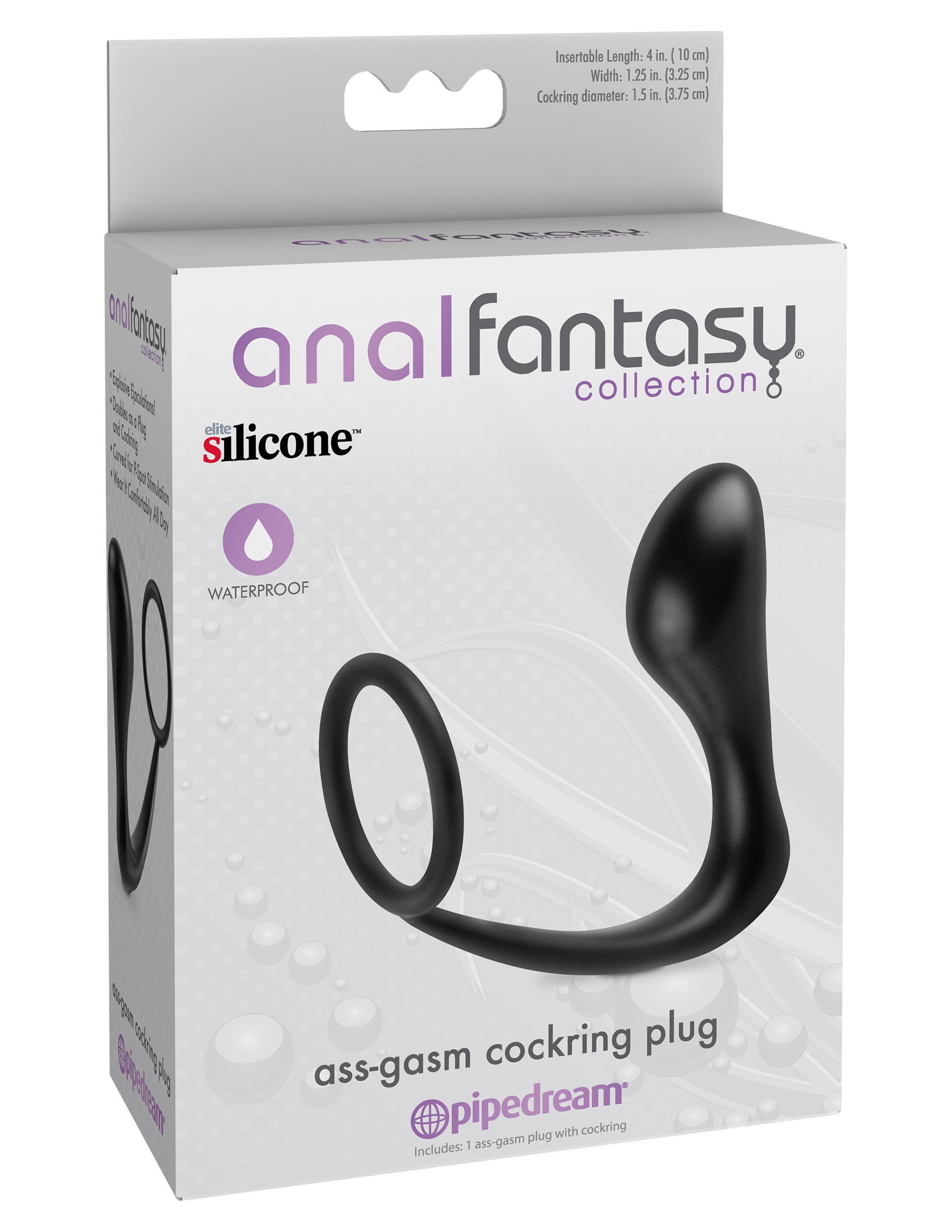 Anal Fantasy Collection Ass Gasm (Black) – Stretchy Silicone Cockring Plug