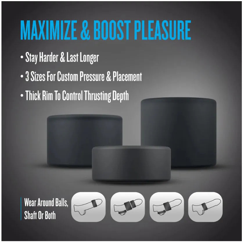 Performance Plus Accelerate (Black) – Versatile 3-Ring Set Enhancer > Cock Ring > Sets