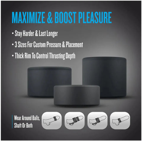 Performance Plus Accelerate (Black) – Versatile 3-Ring Set Enhancer > Cock Ring > Sets